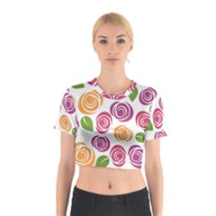 Colorful Seamless Floral, Flowers Pattern Wallpaper Background Cotton Crop Top by Amaryn4rt