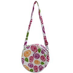 Colorful Seamless Floral, Flowers Pattern Wallpaper Background Crossbody Circle Bag by Amaryn4rt
