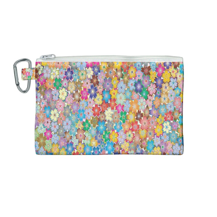 Floral Flowers Canvas Cosmetic Bag (Medium)