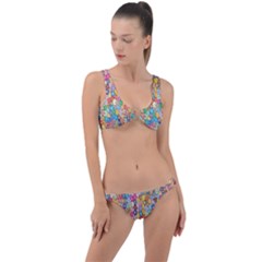 Floral Flowers Ring Detail Crop Bikini Set by artworkshop