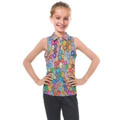 Floral Flowers Kids  Sleeveless Polo Tee