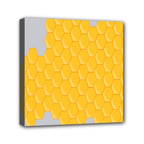 Hexagons Yellow Honeycomb Hive Bee Hive Pattern Mini Canvas 6  X 6  (stretched)