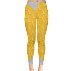 Hexagons Yellow Honeycomb Hive Bee Hive Pattern Leggings  by artworkshop