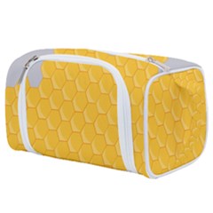 Hexagons Yellow Honeycomb Hive Bee Hive Pattern Toiletries Pouch by artworkshop