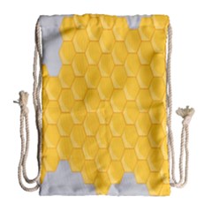 Hexagons Yellow Honeycomb Hive Bee Hive Pattern Drawstring Bag (large) by artworkshop
