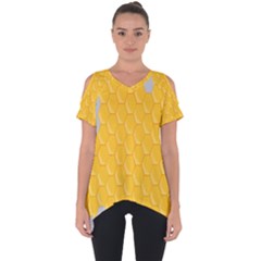 Hexagons Yellow Honeycomb Hive Bee Hive Pattern Cut Out Side Drop Tee by artworkshop