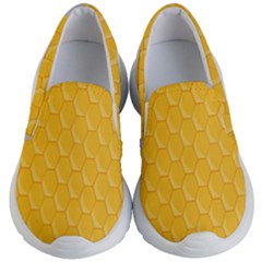 Hexagons Yellow Honeycomb Hive Bee Hive Pattern Kids Lightweight Slip Ons by artworkshop