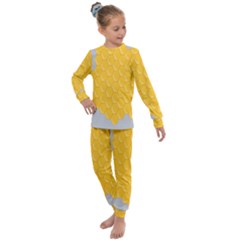 Hexagons Yellow Honeycomb Hive Bee Hive Pattern Kids  Long Sleeve Set  by artworkshop