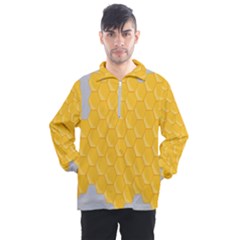 Hexagons Yellow Honeycomb Hive Bee Hive Pattern Men s Half Zip Pullover by artworkshop