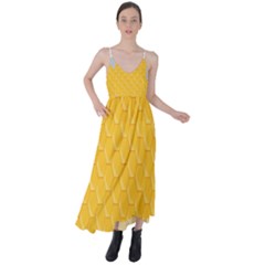 Hexagons Yellow Honeycomb Hive Bee Hive Pattern Tie Back Maxi Dress by artworkshop