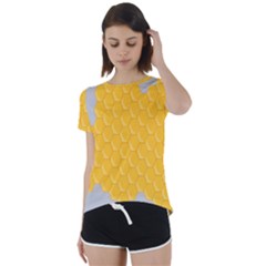 Hexagons Yellow Honeycomb Hive Bee Hive Pattern Short Sleeve Foldover Tee by artworkshop