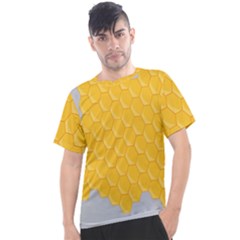 Hexagons Yellow Honeycomb Hive Bee Hive Pattern Men s Sport Top by artworkshop