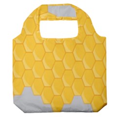 Hexagons Yellow Honeycomb Hive Bee Hive Pattern Premium Foldable Grocery Recycle Bag by artworkshop