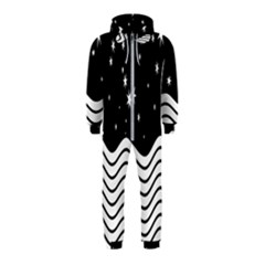 Black And White Waves And Stars Abstract Backdrop Clipart Hooded Jumpsuit (kids)