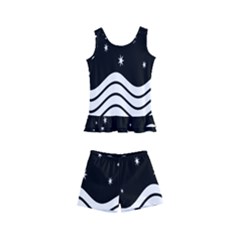 Black And White Waves And Stars Abstract Backdrop Clipart Kids  Boyleg Swimsuit by Amaryn4rt