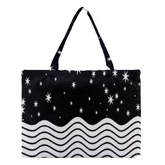 Black And White Waves And Stars Abstract Backdrop Clipart Medium Tote Bag by Amaryn4rt