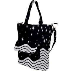 Black And White Waves And Stars Abstract Backdrop Clipart Shoulder Tote Bag by Amaryn4rt