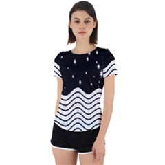 Black And White Waves And Stars Abstract Backdrop Clipart Back Cut Out Sport Tee by Amaryn4rt