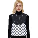 Black And White Waves And Stars Abstract Backdrop Clipart Women s Short Button Up Puffer Vest View1