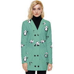 Pandas Pattern Button Up Hooded Coat  by artworkshop