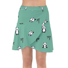 Pandas Pattern Wrap Front Skirt by artworkshop