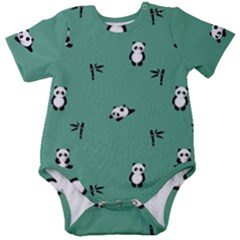 Pandas Pattern Baby Short Sleeve Onesie Bodysuit by artworkshop