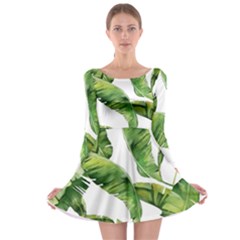 Sheets Tropical Plant Palm Summer Exotic Long Sleeve Skater Dress by artworkshop