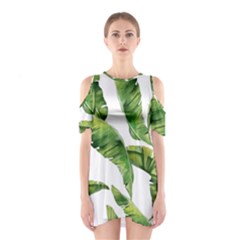 Sheets Tropical Plant Palm Summer Exotic Shoulder Cutout One Piece Dress by artworkshop