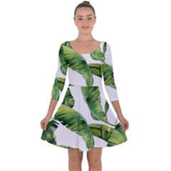 Sheets Tropical Plant Palm Summer Exotic Quarter Sleeve Skater Dress by artworkshop