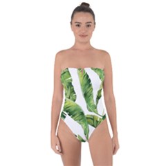 Sheets Tropical Plant Palm Summer Exotic Tie Back One Piece Swimsuit