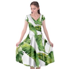 Sheets Tropical Plant Palm Summer Exotic Cap Sleeve Wrap Front Dress by artworkshop
