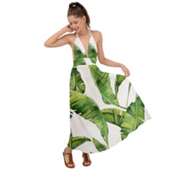 Sheets Tropical Plant Palm Summer Exotic Backless Maxi Beach Dress by artworkshop