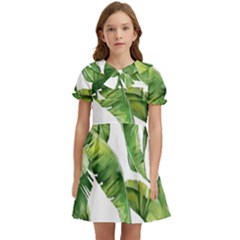 Sheets Tropical Plant Palm Summer Exotic Kids  Bow Tie Puff Sleeve Dress by artworkshop