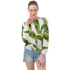 Sheets Tropical Plant Palm Summer Exotic Banded Bottom Chiffon Top by artworkshop