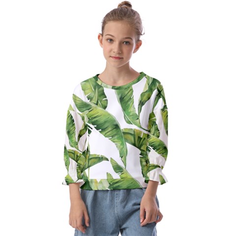 Sheets Tropical Plant Palm Summer Exotic Kids  Cuff Sleeve Top by artworkshop