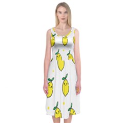 Pattern Lemon Texture Midi Sleeveless Dress