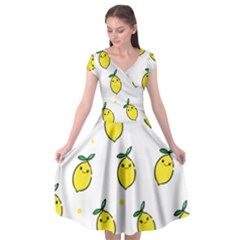 Pattern Lemon Texture Cap Sleeve Wrap Front Dress by artworkshop