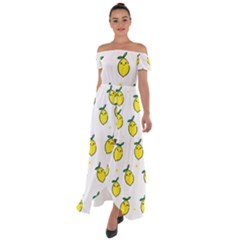 Pattern Lemon Texture Off Shoulder Open Front Chiffon Dress by artworkshop