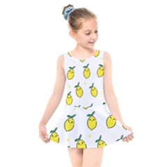 Pattern Lemon Texture Kids  Skater Dress Swimsuit by artworkshop