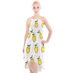 Pattern Lemon Texture High-low Halter Chiffon Dress  by artworkshop