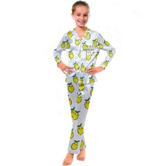 Pattern Lemon Texture Kid s Satin Long Sleeve Pajamas Set by artworkshop