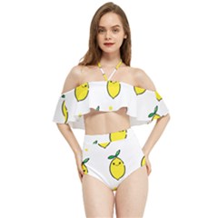 Pattern Lemon Texture Halter Flowy Bikini Set  by artworkshop