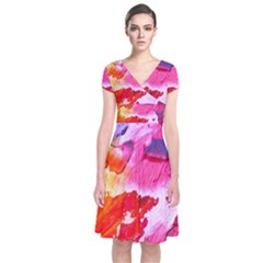 Colorful Painting Short Sleeve Front Wrap Dress by artworkshop