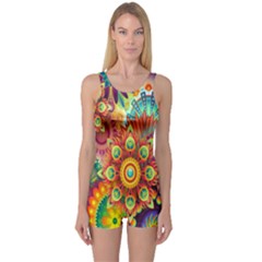 Mandalas Colorful Abstract Ornamental One Piece Boyleg Swimsuit by artworkshop