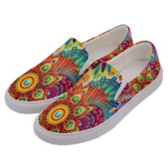 Mandalas Colorful Abstract Ornamental Men s Canvas Slip Ons by artworkshop