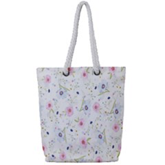 Pattern Flowers Full Print Rope Handle Tote (small) by artworkshop