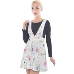 Pattern Flowers Plunge Pinafore Velour Dress by artworkshop