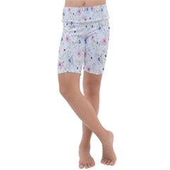 Pattern Flowers Kids  Lightweight Velour Cropped Yoga Leggings