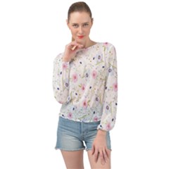 Pattern Flowers Banded Bottom Chiffon Top by artworkshop