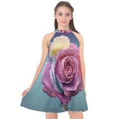 Rose Flower Love Romance Beautiful Halter Neckline Chiffon Dress  by artworkshop